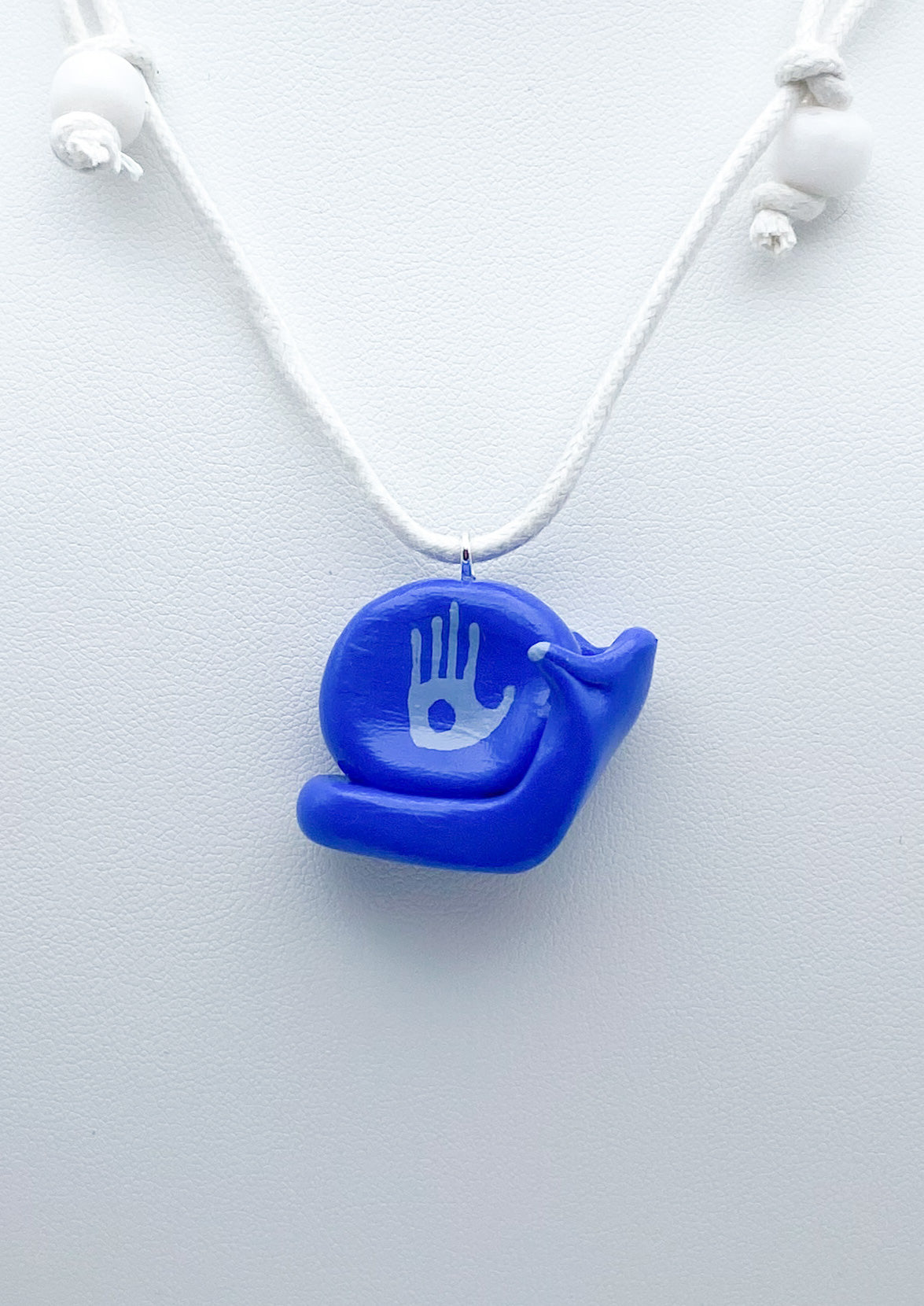 Handprint Snail Necklace - Blue