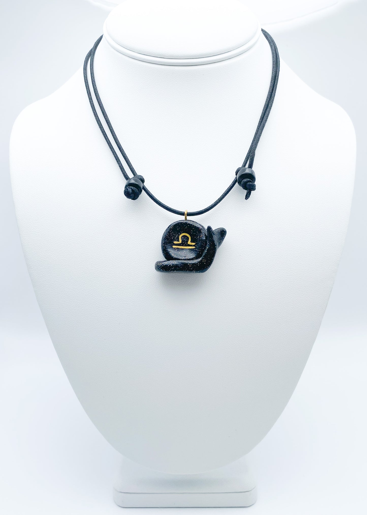 Libra Zodiac Snail Necklace - Black Sparkle