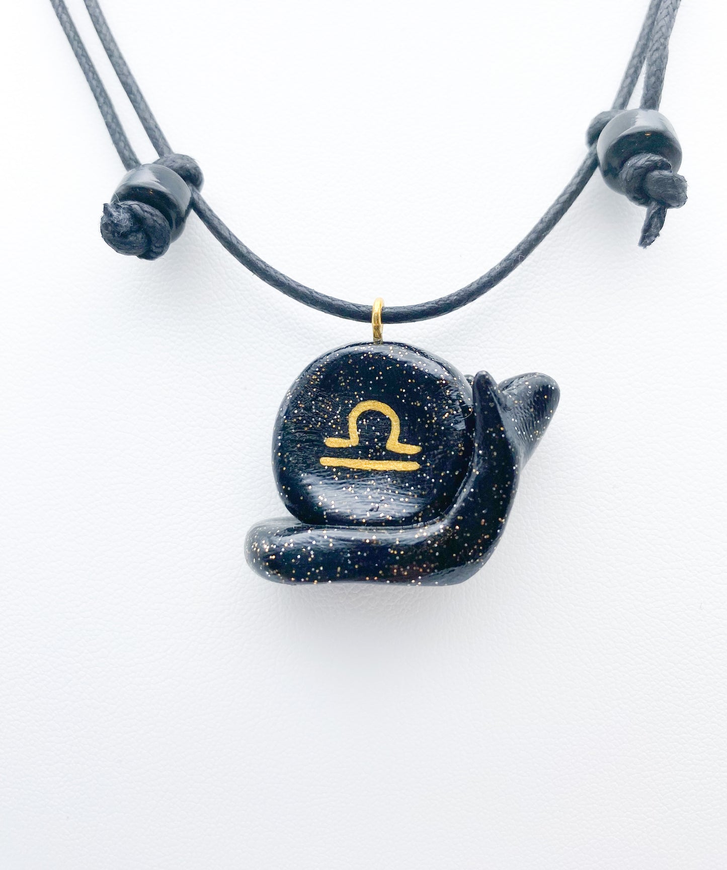Libra Zodiac Snail Necklace - Black Sparkle