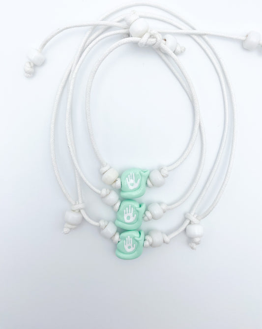 Handprint Choker Necklace, Anklet, and Bracelet Set - Mint Green