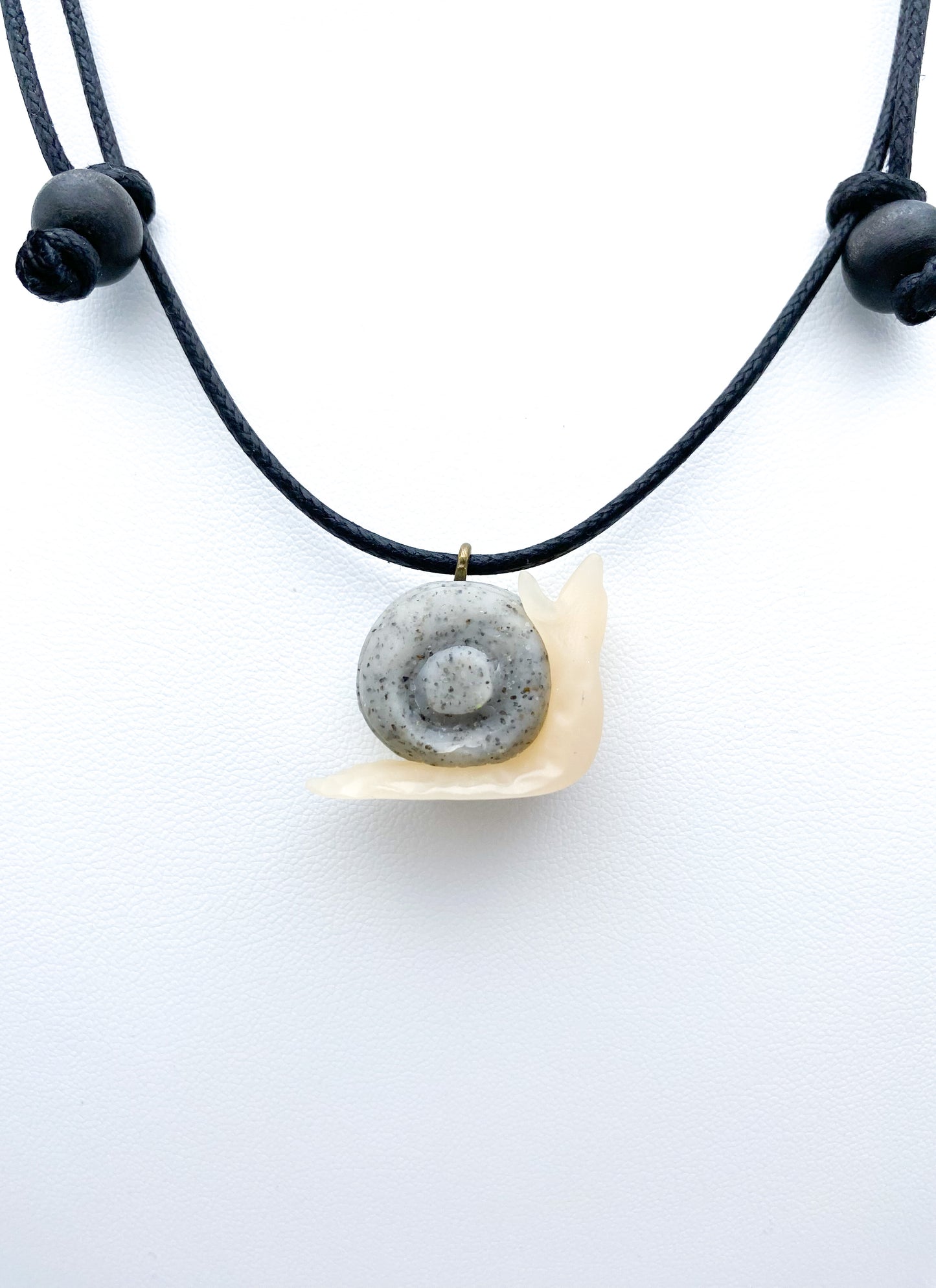 Snail Necklace Granite Carved Shell
